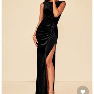 Black velvet bridesmaid dress with padding and boning. Worn once! So comfy!